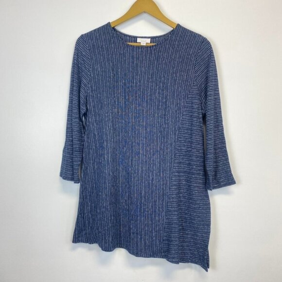 J Jill Hemp Striped Asymmetrical Tunic Top - Picture 1 of 11